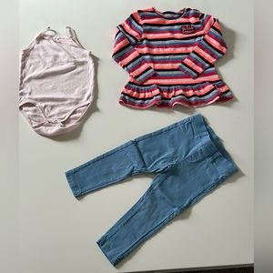 3 pieces toddler girl bundle 2T